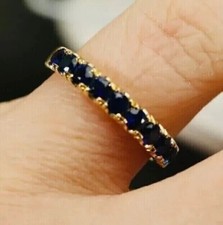 2Ct Round Cut Lab Created Blue Sapphire Wedding Band Ring 14K Yellow Gold Plated