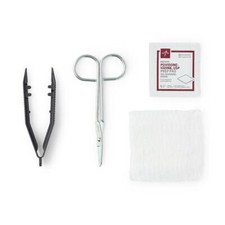 Suture Removal Tray with Wire Metal Littauer Scissors and PVP Prep Pad, Each