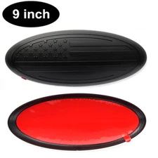 9inch Matte Black American Flag Grille Tailgate Oval Overlay Emblem for F150 350