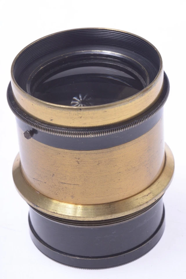 ✅ UNMARKED ANTIQUE BRASS LENS ‘180MM’ 4X5” LF CAMERA W/ STIFF APERTURE - Image 4 of 4