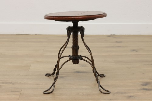 Victorian Antique Adjustable Oak & Steel Legs Piano Stool #53920 - Picture 6 of 12