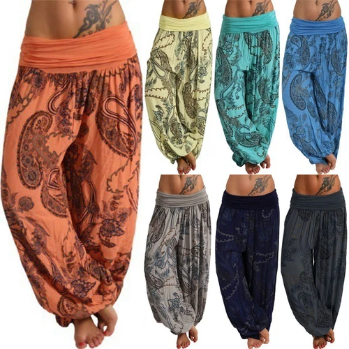 Plus Size Womens Boho Yoga Casual Baggy Hareem Trousers Gypsy Hippie Harem Pants - Picture 2 of 19