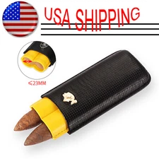 Portable Leather 2 Tube Cigar Case Classic Travel Holder Humidor Box Gift Box