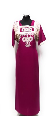 Kaftan Maxi Dress Moroccan Abaya Dubai Long Arabian Farasha Eid one size 8-20 UK