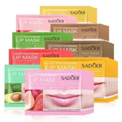 10 Stück SADOER Feuchtigkeitsspendende Lippenmaske Lippen Hautpflege Pflegend Feuchtigkeitsspendend Kristall