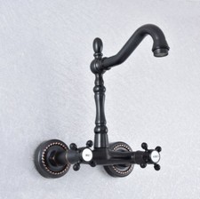 Black Oil Rubbed Brass Kitchen Faucet Bathroom Sink Mixer Tap Wall Mount ssf744