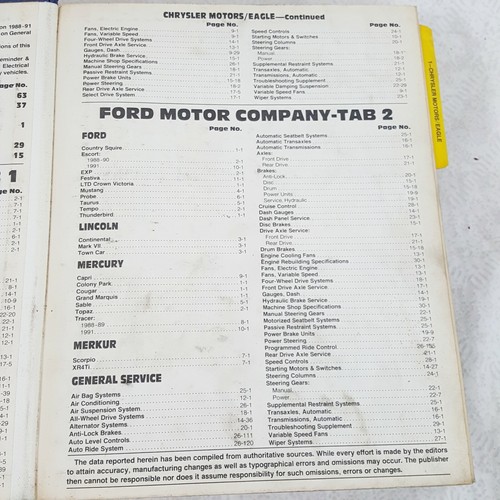 Motor American Domestic Cars Auto Repair Manual Prof Trade Edition 1991 Garage - Picture 3 of 9