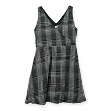 A New Day Plaid Dress Womens XXL Black V Neck Tank Flare Lined NWT
