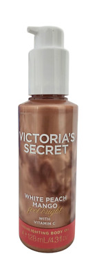 NEW Victoria's Secret PINK White Peach Mango Highlighting Body Oil, 4.3 oz