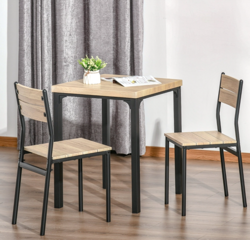 Dining Table 2 Chairs Small Square Kitchen Furniture Rustic Metal Breakfast Set - Picture 2 of 6
