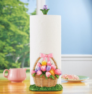 Easter Spring Decoration Tulip Basket Kitchen Countertop Paper Towel Holder