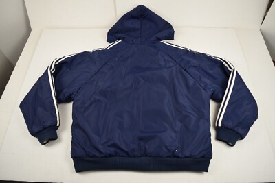 Vintage adidas Reversible Jacket Size L/LX 80s Blue White Hooded