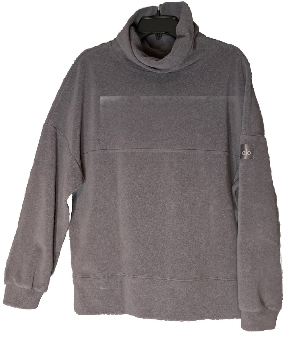 Alo Yoga Sweater Women Small Lavender Gray Fleece Pullover Cowl