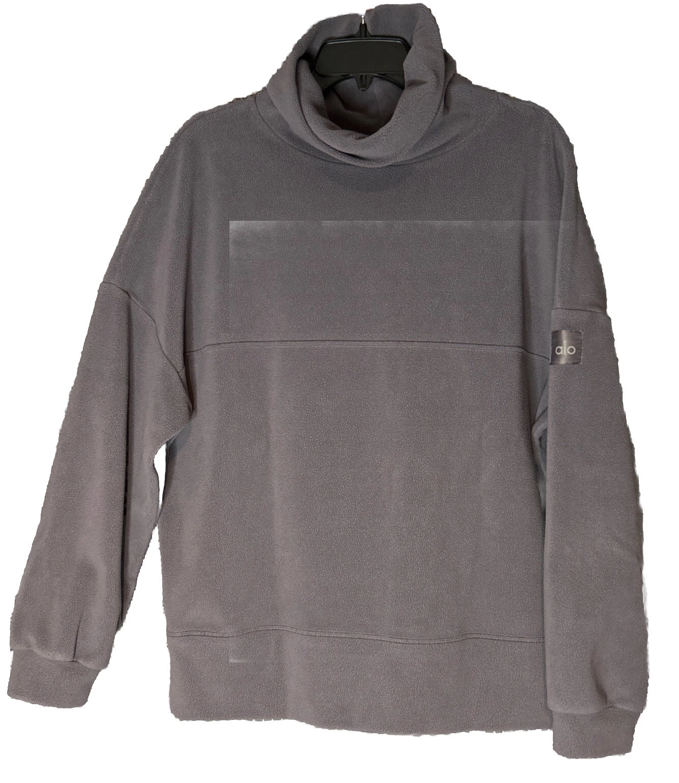 alo-yoga fleece pullover cowl neck zip pockets sweater