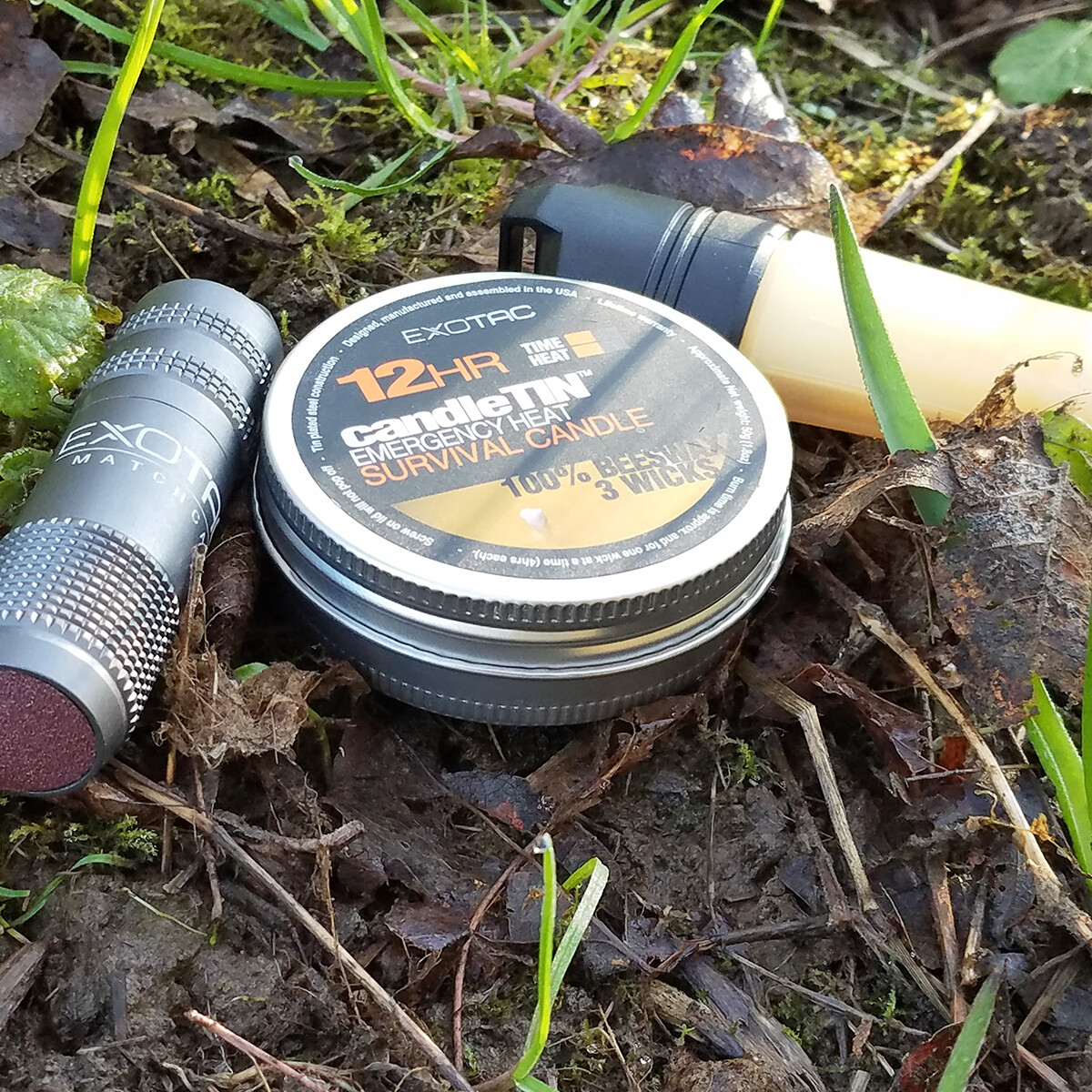 Exotac CandleTIN Slow Burn 3Wick Emergency Survival Candle Silver eBay