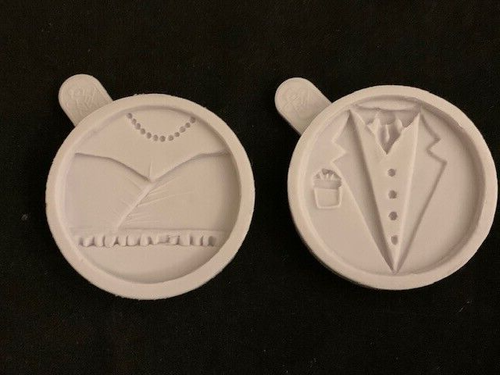 Karen Davies Cupcake top mould sugarcraft mold Bride & Groom Set - Picture 3 of 4