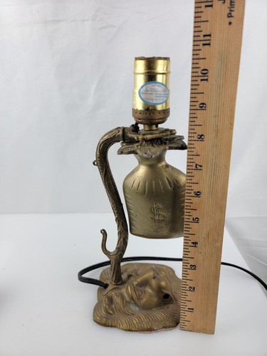 Vintage Good Luck Health Money Bag Lion Brass Table Lamp - Picture 19 of 21