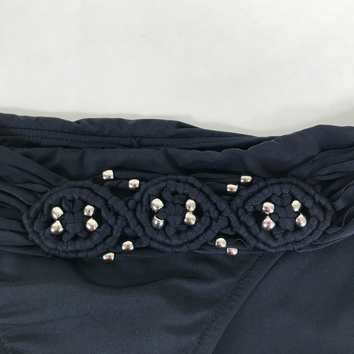 NUEVO Braguita de bikini Badgley Mischka para mujer talla 6 negra plateada con cuentas traje de baño - Imagen 3 de 9