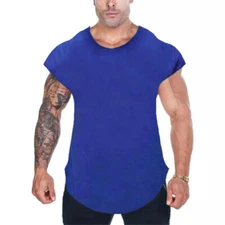 Men's Bodybuilding Fashion Singlet Gym Vest Fitness Workout Raw Edges Tank Tops