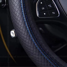 Blue Car Steering Wheel Cover PU Leather Good Grip Auto Accessories For 15"/38CM