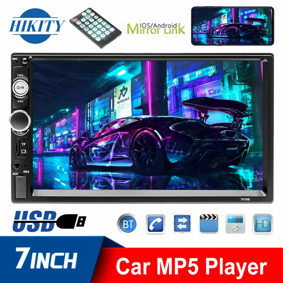 7010B 7" Autoradio Car Stereo Bluetooth Touch MP5 Player Touchscreen Doppel 2DIN - Bild 2 von 4