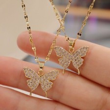Necklace with Fashion Shining Zircon Butterfly pendant for women