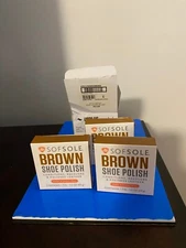 NEW BOX OF 3 SOF SOLE BROWN SHOE POLISH-1.5 OZ.