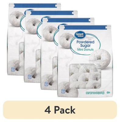 (4 Pack) Great Value Powdered Sugar Mini Donuts, 10 Oz