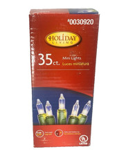 Clear Mini Lights String 35 Count Green Wire Christmas Super Bright 8' lit