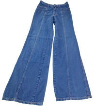 Vintage Male Slacks Jean 28x31 10  Bell Bottom Flare Leg Blue Women's Pant 60s