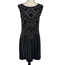 WHBM Small A-Line Mini Dress Sleeveless Stretch Embellished Boat Neck Lined 