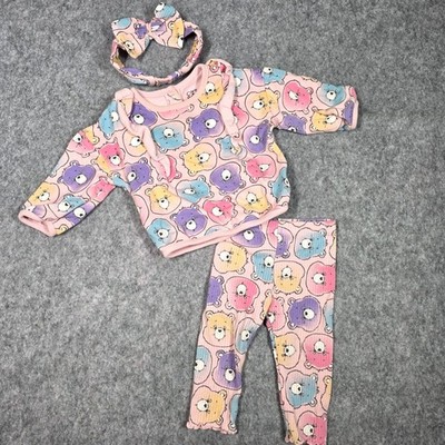 Care Bears Baby 3pc Outfit Set 6/9M Pink Sweatshirt Leggings Headband Ruffles