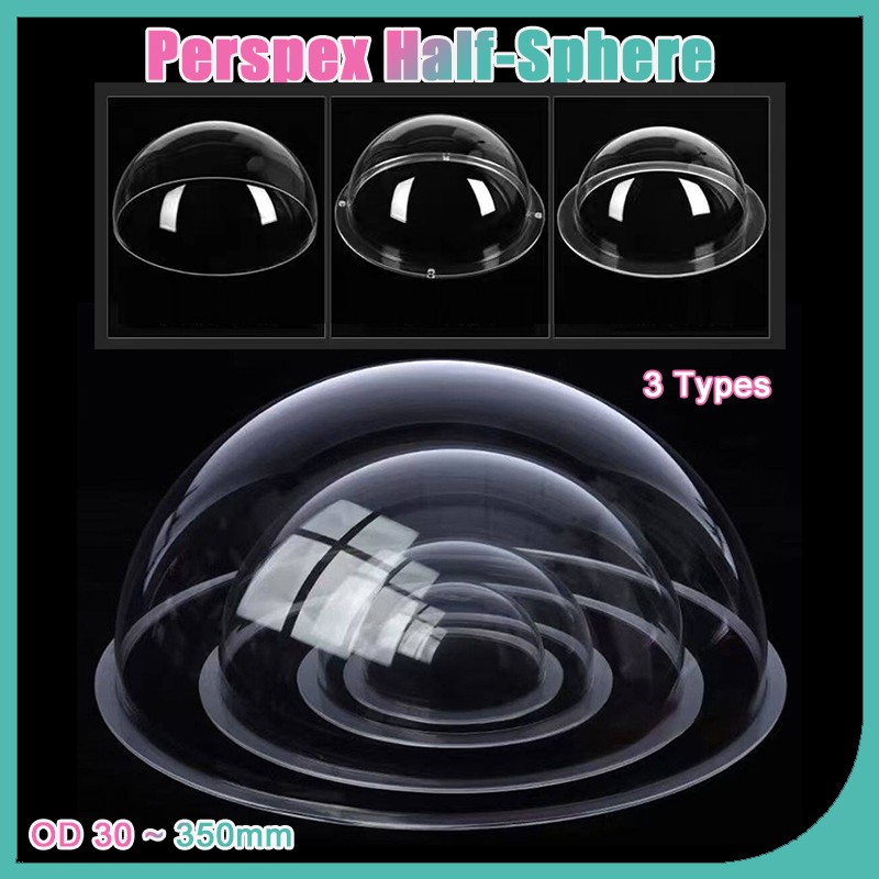 Clear Plastic Perspex Half-Sphere Acrylglas Dome Methacrylate Hood 30-350mm