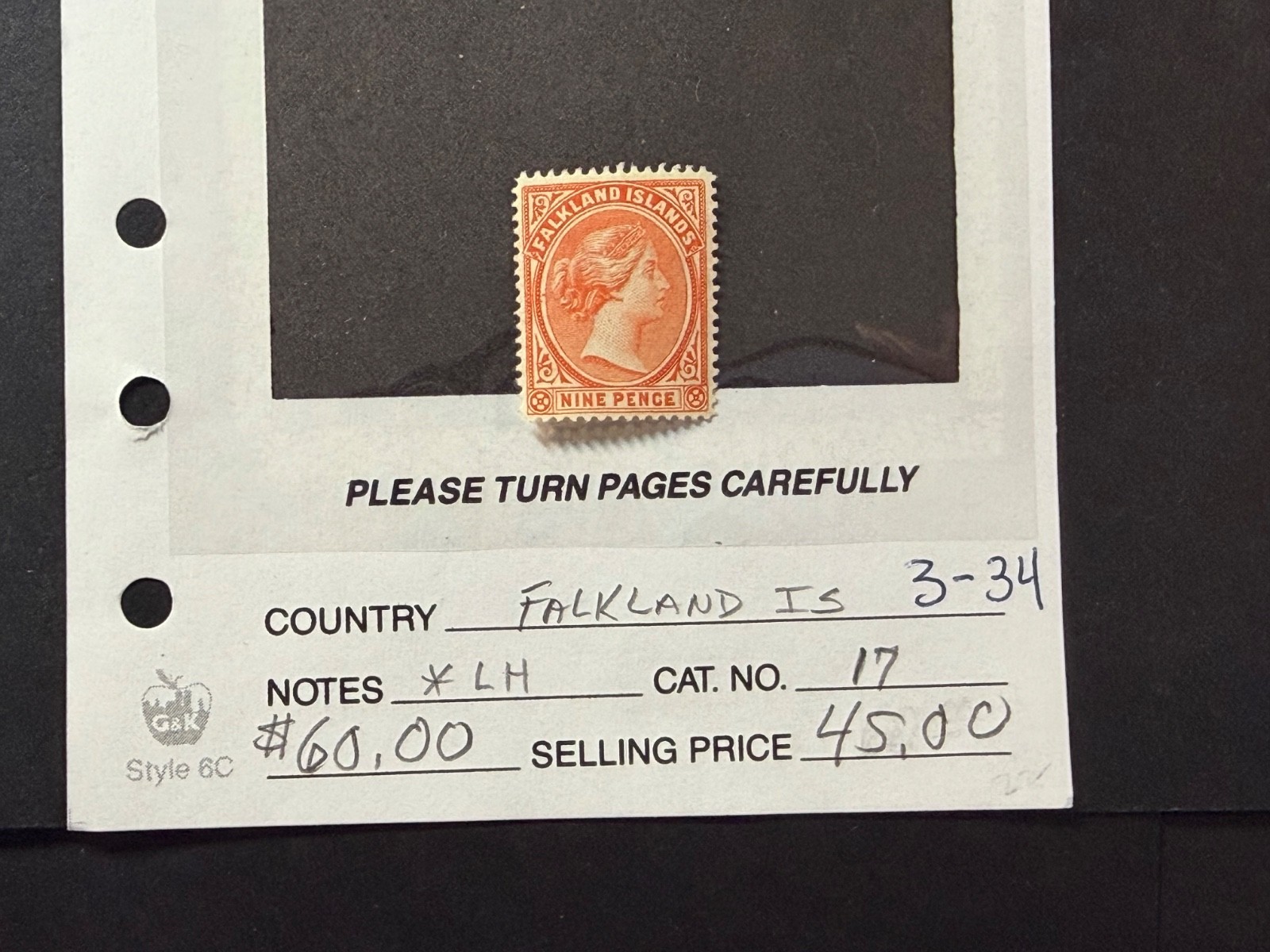 Falkland Islands  # 17  MLH   2026 Scott Catalogue Value $ 60.00