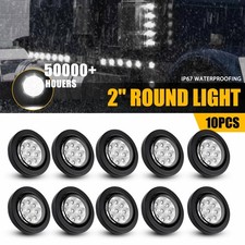 10pcs 2Inch DOT White Round Trailer 9 LED Marker Lights w/ Grommet for Truck RV