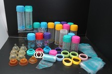 1990s Playtex Nurser Flat Top Drop In 19 Baby Bottles Mixed Lot Used Extra Rings