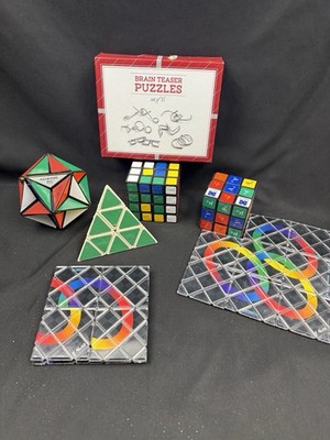 Vintage Brain Teaser Puzzle Lot Pyraminx Rubik's Cube Alexander s Star,Tomy 1981