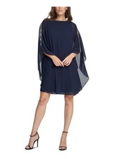 VINCE CAMUTO Womens Navy Above The Knee Evening Shift Dress Petites 10P