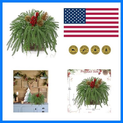 Artificial Christmas Norfolk Pine Arrangement with Red Berries and Pinecones ...