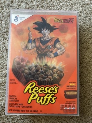 Reeses Puffs X Dragon Ball Z Limited Edition Holographic Cereal Box