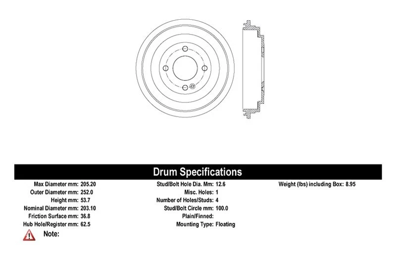 For Hyundai Accent 2013-2019 Centric C-Tek Standard Rear Brake Drum Foto 2 de 2