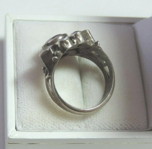 Vintage Ametista Topazio Blu Perla Grappolo Ferro Anello Argento Sterling CG 59 - Foto 5 di 8