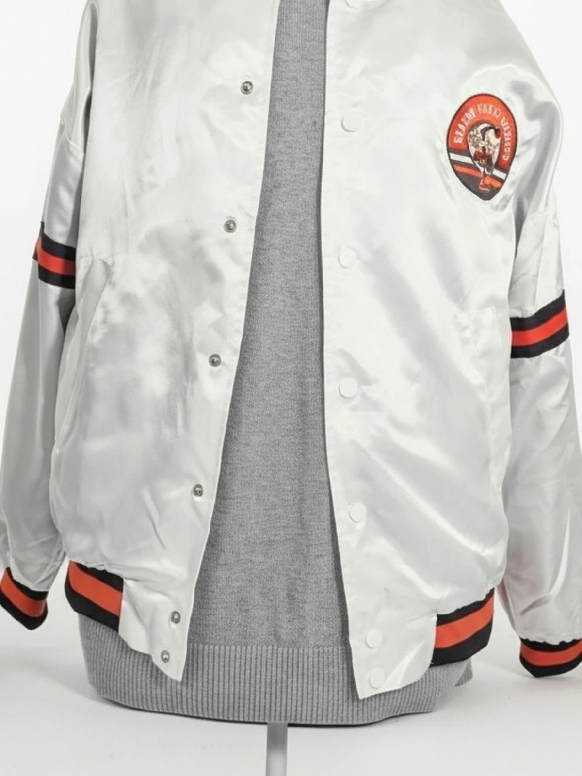 Vintage Cleveland Browns Season Ticket White Satin Bomber Jacket, Size M Men - product detail image 1