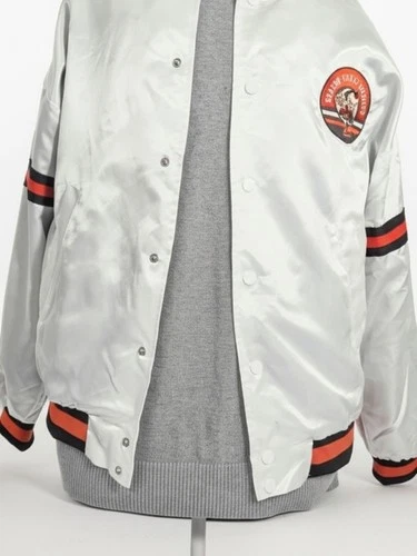 Vintage Cleveland Browns Season Ticket White Satin Bomber Jacket, Size M Men - product listing photo