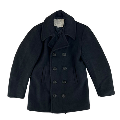US Navy Peacoat schwarz Wolle Vintage 70er Marine Matrosen Mantel Medium
