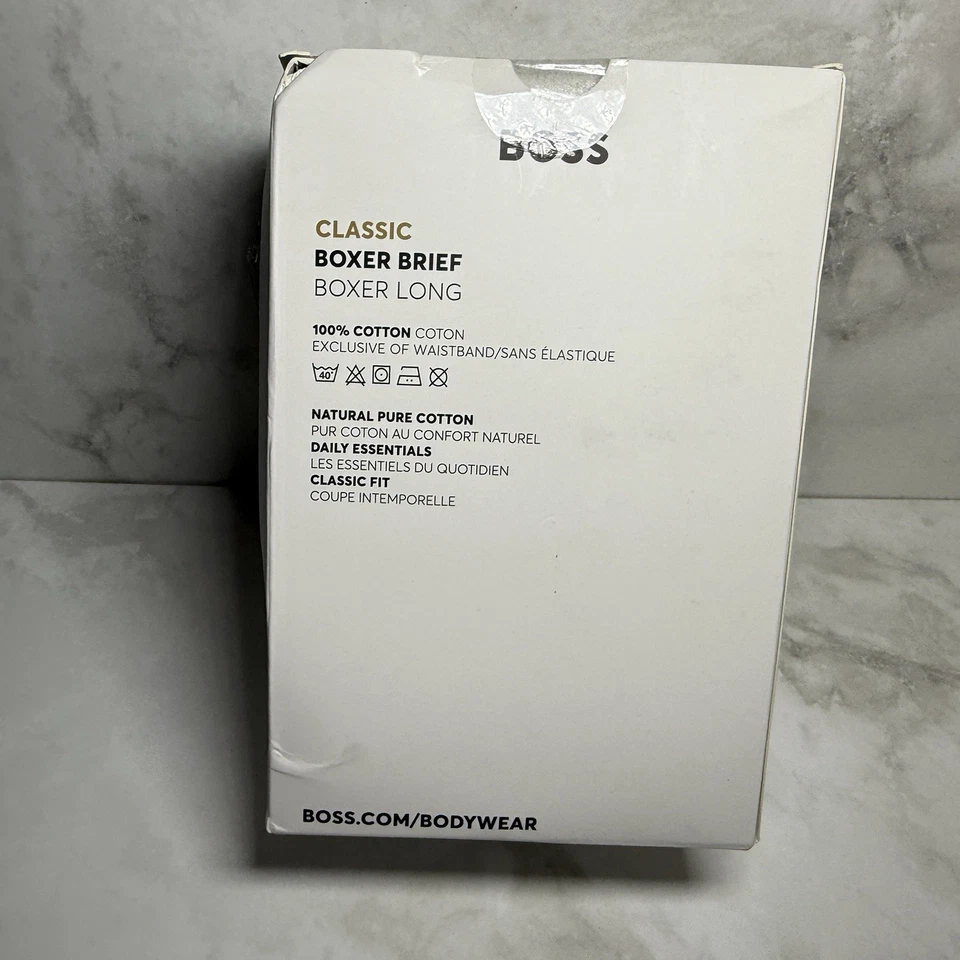 Paquete de 3 calzoncillos boxer Boss Hugo Boss para hombre talla L grande calce clásico 100 % algodón negros Foto 4 de 4