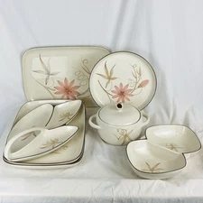 VTG Winfield China California PASSION FLOWER Porcelain 8-Piece Serving Dish Set