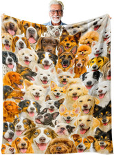 Cute Dog Throw Blanket Gift for Dog Lovers Women Men and Kids, Super Soft All-Se
