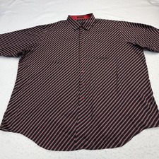 Paul Fredrick Shirt Mens 22 36/37 Black Stripe Classic Fit Non Iron Button Down