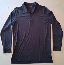 Mens M Navy Long Sleeve Polyester Polo Shirt